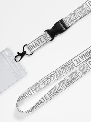 Dominate White Gray Lanyard