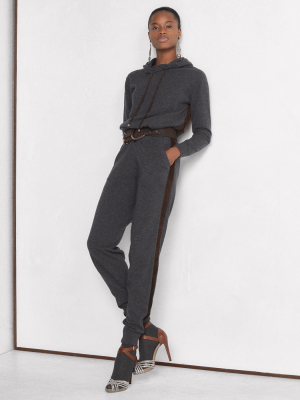 Suede-stripe Cashmere Pant