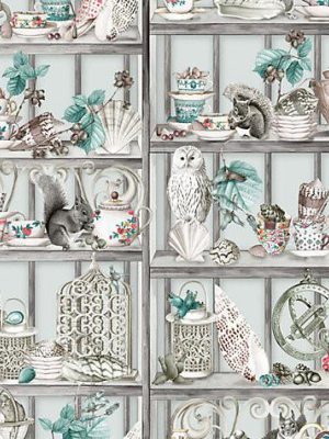 Curio Wallpaper In Soft Grey/coral From The Enchanted Gardens Collection By Osborne & Little