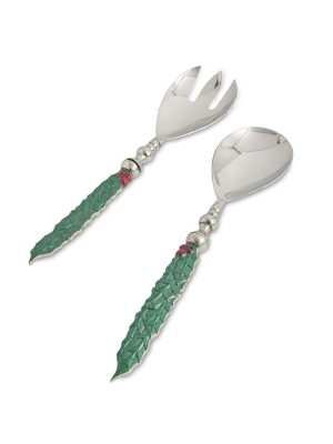 Julia Knight Holly Sprig Salad Serving Set In Emerald