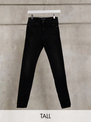 Stradivarius Tall High Waist Skinny Jeans In Black