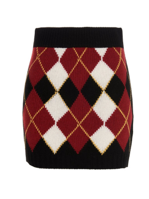 Redvalentino Argyll Intarsia Mini Pencil Skirt