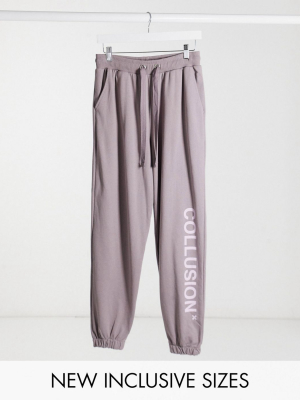 Collusion Unisex Logo Sweatpants In Gray