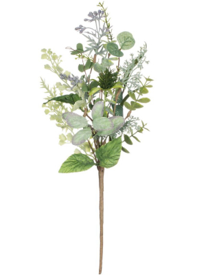 Sullivans Artificial Herbal Pick 16"h Green Flowers