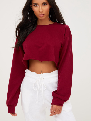 Maroon Cut Off Crop Longsleeve Sweater