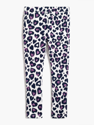 Girls' Glitter-heart Leopard Leggings