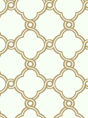 Open Trellis Wallpaper In Gold From The Silhouettes Collection By York Wallcoverings