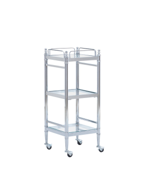 Pinnacle Glass Cart Chrome - Linon