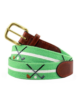 Crossed Clubs Needlepoint Belt