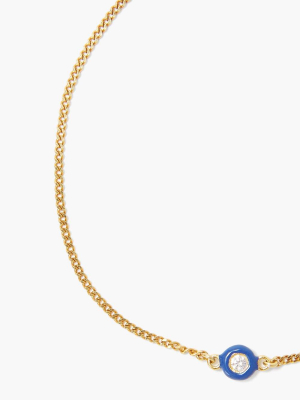 Iris Blue Enamel With Champagne Diamond Gold Bracelet