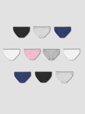 Hanes Women's 10pk Cool Comfort Cotton Stretch Bikini Underwear - Colors May Vary