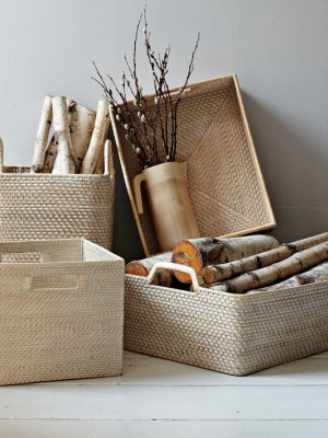 Modern Weave Basket Collection - Whitewash