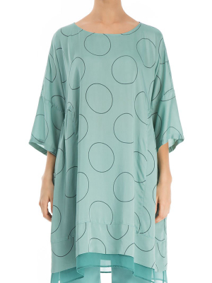 Flared Bubble Aqua Green Silk Bamboo Tunic