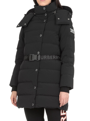 Burberry Logo Belted Hooded Puffer Jacket