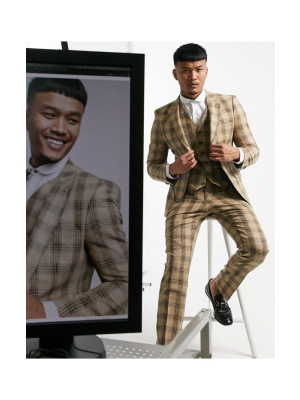 Shelby & Sons Slim Fit Suit In Tan Check