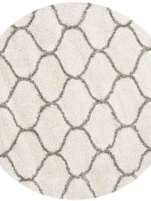 Hudson Shag Ogee Ivory/gray Round Rug