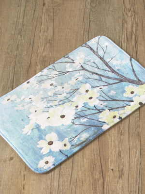 Lakeside Dogwood Blossoms Memory Foam Rug - Spring Inspired Bathroom Accent