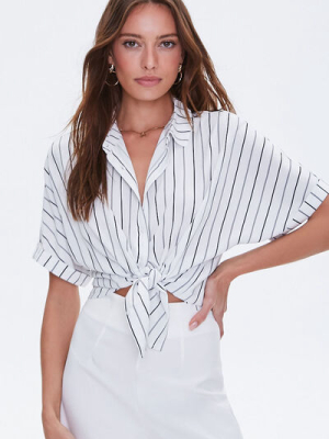 Boxy Pinstriped Dolman Shirt