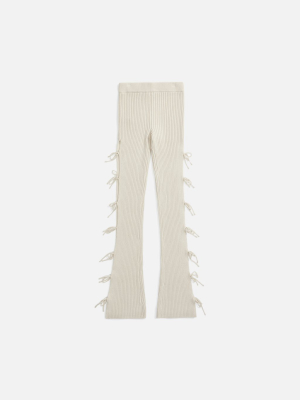 Danielle Guizio Rib Knit Tie Pant - Cream