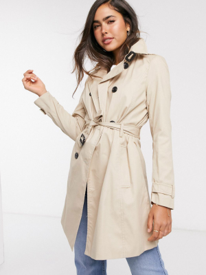 Stradivarius Midi Trench Coat In Beige