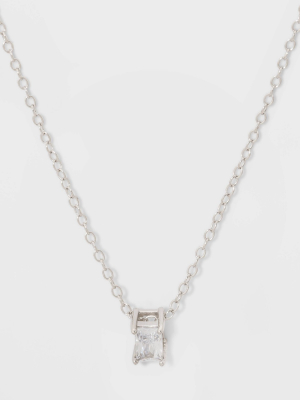 Baguette Cubic Zirconia Sterling Silver Necklace - A New Day™ Silver/clear