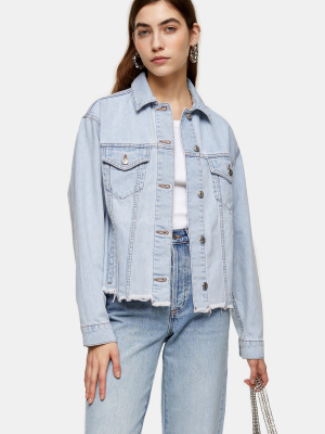 Raw Hem Oversized Bleach Denim Jacket