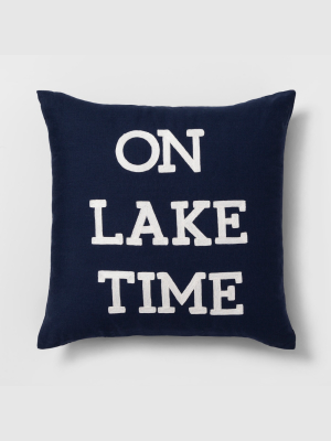 On Lake Time Square Throw Pillow Navy - Threshold™