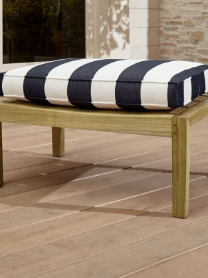 Regatta Natural Ottoman With Cabana Stripe Navy Sunbrella ® Cushion