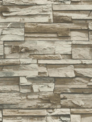 Flat Stone Peel & Stick Wallpaper In Brown By Roommates For York Wallcoverings