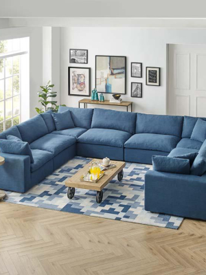 Reagan Down Filled Plush Overstuffed 8 Piece Sectional Sofa Set