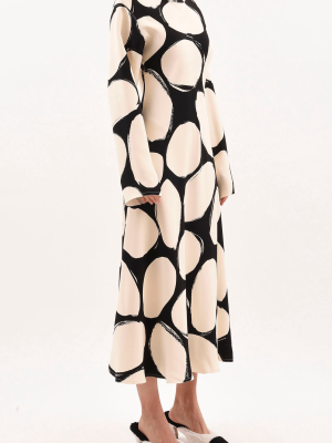 Oversized Polka-dot Crepe Midi Dress