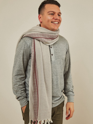 Anatolico Matia Handwoven Turkish Blanket / Scarf - Beige