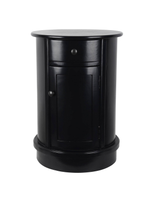 Keaton Round Storage Side Table Satin Black - Decor Therapy