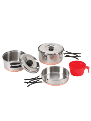 Stansport 4 Piece One Person Copper Bottom Stainless Steel Cook Set