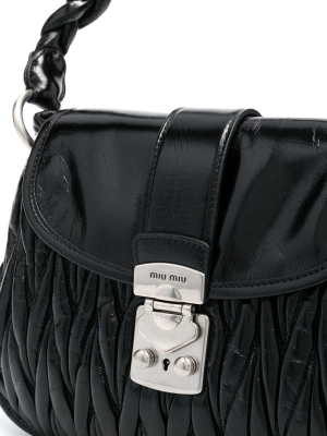 Miu Miu Coffer Shine Matelassé Top Handle Bag