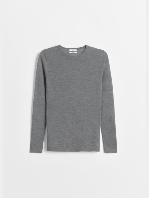 Long Sleeve Crew Neck In Fine Cashmere - Grey