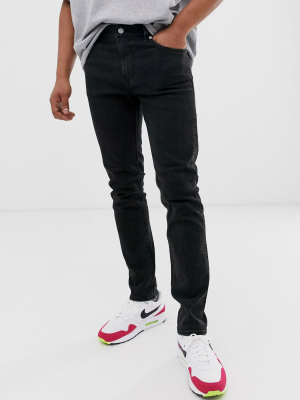 Weekday Friday Slim Jeans In Tuned Black