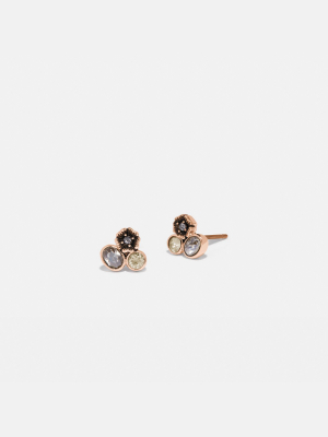 Mini Tea Rose Cluster Stud Earrings