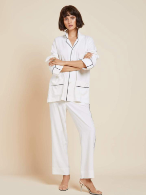 Laurent Ivory Silk Habotai Pajama Set