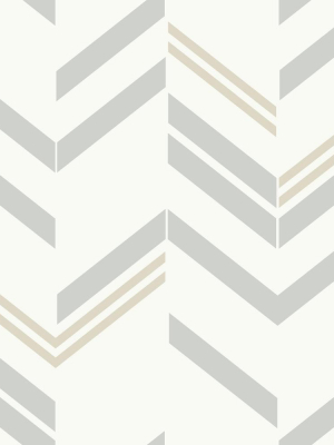 Chevron Stripe Peel & Stick Wallpaper In Grey By Roommates For York Wallcoverings