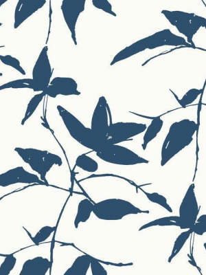 Persimmon Leaf Wallpaper In Blue And White From The Tea Garden Collection By Ronald Redding For York Wallcoverings