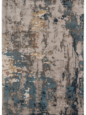 Segall Handmade Abstract Dark Blue & Gray Rug