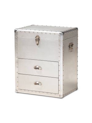 Serge Metal 2 Drawer Accent Storage Chest Silver - Baxton Studio