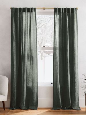 Belgian Flax Linen Melange Curtain - Olive