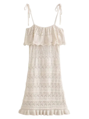 'eada' Crochet Lace Tied Strap Mini Dress