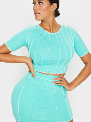 Shape Mint Contrast Seam Detail Short Sleeve...