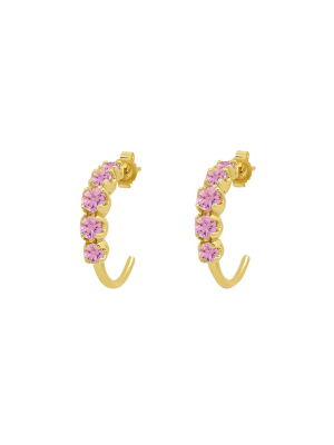 Small Graduated Hoops - Pink Sapphire