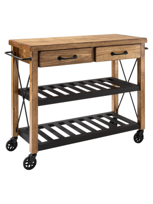 Roots Rack Industrial Kitchen Cart Wood/natural - Crosley