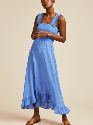 Rhianna Embroidered Midi Dress | Marina Blue