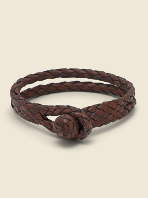 Braided Leather Cuff - Brown